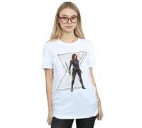 Marvel Black Widow Movie Natasha Logo Cotton Boyfriend T-Shirt In White White 4XL