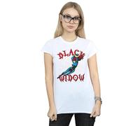 Marvel Women's Black Widow Web Cotton T-Shirt in White | Size: Large Marvel White L