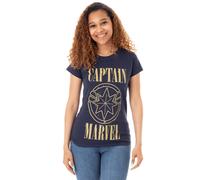 Marvel Blue Captain Marvel Short Sleeved T-Shirt Womens