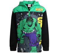 Marvel Boys' Avengers 1/4 Zip Fleece Hoodie Sweatshirt: Spidey Spider-Man Hulk Iron Man Captain America Black Panther, 2T-16, Hulk Black, 3 Years