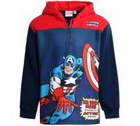 Marvel Boys' Avengers 1/4 Zip Fleece Hoodie Sweatshirt: Spidey Spider-Man Hulk Iron Man Captain America Black Panther, 2T-16, Captain Navy, 4 Years