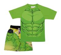 Marvel Boys Avengers 2-Piece Swimsuit Set, Rash Guard & Swim Trunks 2-Pack Bundle Set for Boys (Hulk, Size 7)