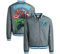 Marvel Boys' Avengers' Bomber Jacket - Spidey Spider-Man Hulk Iron Man Thor Captain America - Bomber Jacket for Boys (4-16), Size 8, Avengers Grey