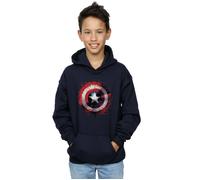 Marvel Boy's Avengers Captain America Art Shield Hoodie in Navy | Size: 7-8 Years Marvel Navy 7-8 Years