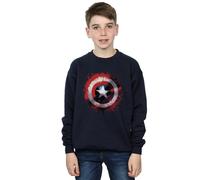 Marvel Boy's Avengers Captain America Art Shield Sweatshirt in Navy | Size: 5-6 Years Marvel Navy 5-6 Years