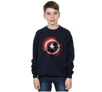 Marvel Boy's Avengers Captain America Art Shield Sweatshirt in Navy | Size: 7-8 Years Marvel Navy 7-8 Years