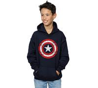 Marvel Boys Avengers Captain America Scratched Shield Hoodie Navy Blue 9-11 Years
