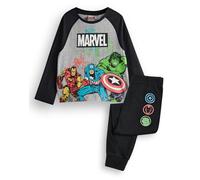 Marvel Boys Black Hulk Captain America Ironman Long Sleeve Long Leg Pyjama Set - 6-7 Years