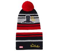 Marvel Boys Bobble Hat + Snood Luxury Kintted Winter Set Captain America or Black Panther Set