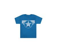 Marvel Boy's Cap Logo Cotton T-Shirt in Bright Blue | Size: 7-8 Years Marvel Bright Blue 7-8 Years