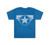Marvel Boy's Captain America Cap Logo T Shirt, Blue (Sapphire), 7-8 Years UK