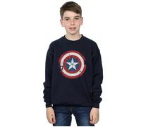 Marvel Boy's Captain America Civil War Distressed Shield Sweatshirt in Navy | Size: 12-13 Years Marvel Navy 12-13 Years