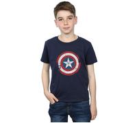 Marvel Boy's Captain America Civil War Distressed Shield T-Shirt in Navy | Size: 7-8 Years Marvel Navy 7-8 Years