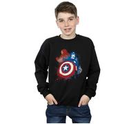 Marvel Boy's Captain America Civil War Painted Vs Iron Man Sweatshirt in Black | Size: 5-6 Years Marvel Black 5-6 Years
