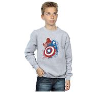 Marvel Boy's Captain America Civil War Painted Vs Iron Man Sweatshirt in Grey | Size: 9 Years Marvel Grey 9 Years