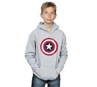Marvel Boys Captain America Distressed Shield Hoodie Sport Grey 9-11 Years
