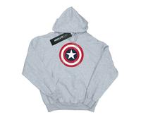 Marvel Boys Captain America Distressed Shield Hoodie - Sports Grey - Sports Grey - 12-13 Years