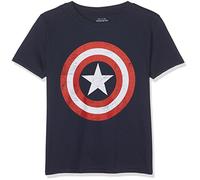 Marvel Boy's Captain America Shield Regular Fit Crew Neck Short Sleeve T - Shirt, Blue (Navy), 9-10 Years