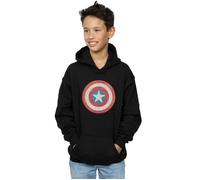 Marvel Boy's Captain America Sketched Shield Hoodie in Black | Size: 7-8 Years Marvel Black 7-8 Years