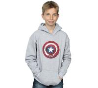 Marvel Boy's Captain America Splatter Shield Hoodie in Grey | Size: 7-8 Years Marvel Grey 7-8 Years