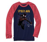 Marvel Boys Comics Spiderman T-Shirt - Spiderman, The Avengers, and Hulk Long Sleeve Raglan Shirt (Navy Red, Small)