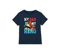 Marvel Boy's Cross Franchise Spider-Man Dad Hero Comic Kids T-Shirt, Navy | Size: 3-4 Years Marvel Navy 3-4 Years