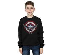 Marvel Boy's Falcon & The Winter Soldier Captain America Shield Pose Sweatshirt in Black | Size: 5-6 Years Marvel Black 5-6 Years