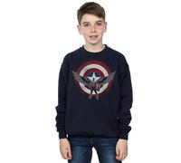 Marvel Boy's Falcon & The Winter Soldier Captain America Shield Pose Sweatshirt in Navy | Size: 12-13 Years Marvel Navy 12-13 Years