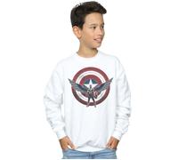 Marvel Boy's Falcon & The Winter Soldier Captain America Shield Pose Sweatshirt in White | Size: 5-6 Years Marvel White 5-6 Years