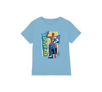 Marvel Boy's Friendly Neighborhood Spiderman Scrapbook T-Shirt, Sky Blue in Light Blue | Size: 7-8 Years Marvel Light Blue 7-8 Years