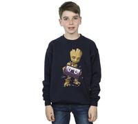 Marvel Boy's Guardians Of The Galaxy Groot Cosmic Tape Sweatshirt in Navy | Size: 5-6 Years Marvel Navy 5-6 Years