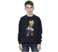 Marvel Boy's Guardians Of The Galaxy Groot Cosmic Tape Sweatshirt in Navy | Size: 7-8 Years Marvel Navy 7-8 Years