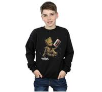 Marvel Boy's Guardians Of The Galaxy Groot Tape Sweatshirt in Black | Size: 7-8 Years Marvel Black 7-8 Years