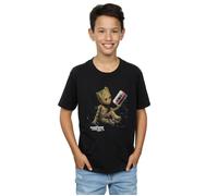 Marvel Boy's Guardians Of The Galaxy Groot Tape T-Shirt in Black | Size: 7-8 Years Marvel Black 7-8 Years