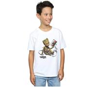 Marvel Boy's Guardians Of The Galaxy Groot Tape T-Shirt in White | Size: 7-8 Years Marvel White 7-8 Years