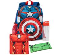 Marvel Boy's Kids 4 Piece Backpack Set (Boys Blue Red Green) Marvel Blue One Size