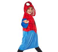Marvel Spiderman Boys Wearable Blanket Hoodie | Kids Oversized Red & Blue Hooded Fleece Loungewear | Superhero Spider-Man Suit Costume Sleepwear | Comic Book Hero Movie Merchandise Gift for Children