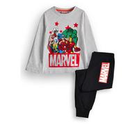 Marvel Boy's Kids Long Sleeve Long Leg Pyjama Set (Boys Black/Grey) in Black | Size: 7-8 Years Marvel Black 7-8 Years
