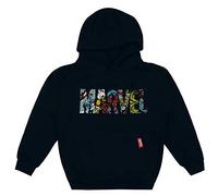 Marvel Boy's Logo Characters Hoodie Hooded Sweatshirt, Navy Blue, 7 Years