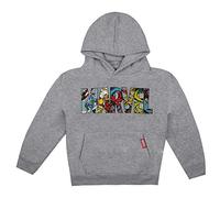 Marvel Boy's Logo Characters Hoodie Hooded Sweatshirt, Sports Grey, 7 Years UK