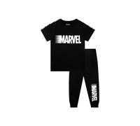Marvel Boy's Logo Pyjama Set in Black | Size: 8-9 Years Marvel Black 8-9 Years