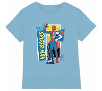 Marvel Boy's Marvel Friendly Neighborhood Spiderman Scrapbook Boys T Shirt, Sky Blue T-Shirt