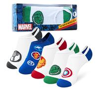Marvel Boys No Show Socks, Breathable Liner Socks Pack of 5 - Avengers Gifts (White/Multi, 3.5/6.5 UK)