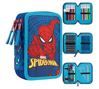 Marvel Boy's Pencil Case, Pencil Case with Compartments Filled School Supplies, Felt, Coloured Pencil, Spiderman Avengers Back to School Gift
