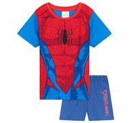 Marvel Boys Pyjamas 2 Piece Summer Nightwear Set Short PJs Captain America Spiderman Breathable Lounge Wear Gifts for Boys (Red/Blue Spiderman, 7-8 Years)