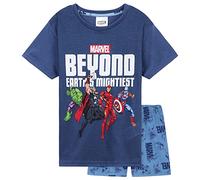 Marvel Boys Pyjamas 2 Piece Summer Nightwear Set Short PJs Captain America Spiderman Breathable Lounge Wear Gifts for Boys (Blue Avengers, 13-14 Years)