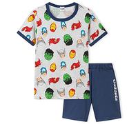 Marvel Boys Pyjamas for Kids Teenagers T-Shirt Short Boys PJs Cotton Avengers Black Panther Captain America Spiderman Pyjamas Summer PJs for Boys Avengers Gifts (Grey/Blue Avengers, 3-4 Years)