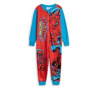 Marvel Spider-Man Boys Red and Blue Onesie | Long Sleeve Zip-Up Microfleece Loungewear for Sleep & Relaxation | The Amazing Spider-Man Character Branding | Marvel Merch - 5-6 Years