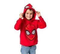 Marvel Spiderman Boys Hoodie | Kids Superhero Graphic Hooded Sweatshirt in Red | Spider-Man Mask with Eyes on the Hood Sweater Film Movie Apparel | Comic Book Character Art Merchandise Gift
