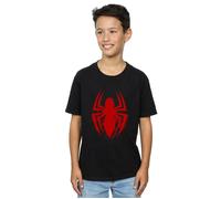 Marvel Boy's Spider-Man Logo Emblem T-Shirt in Black | Size: 5-6 Years Marvel Black 5-6 Years